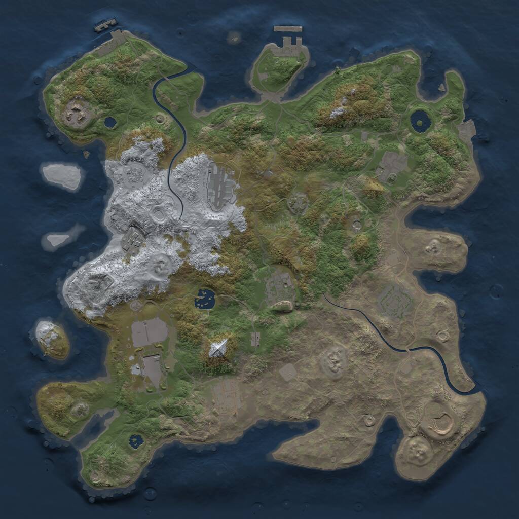 Rust Map: Procedural Map, Size: 3700, Seed: 998123, 16 Monuments