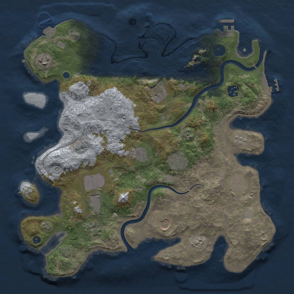 Rust Map: Procedural Map, Size: 3700, Seed: 998123, 16 Monuments