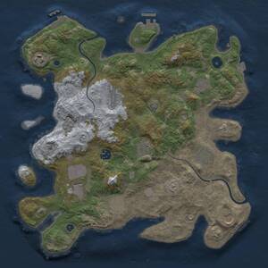 Thumbnail Rust Map: Procedural Map, Size: 3700, Seed: 998123, 16 Monuments