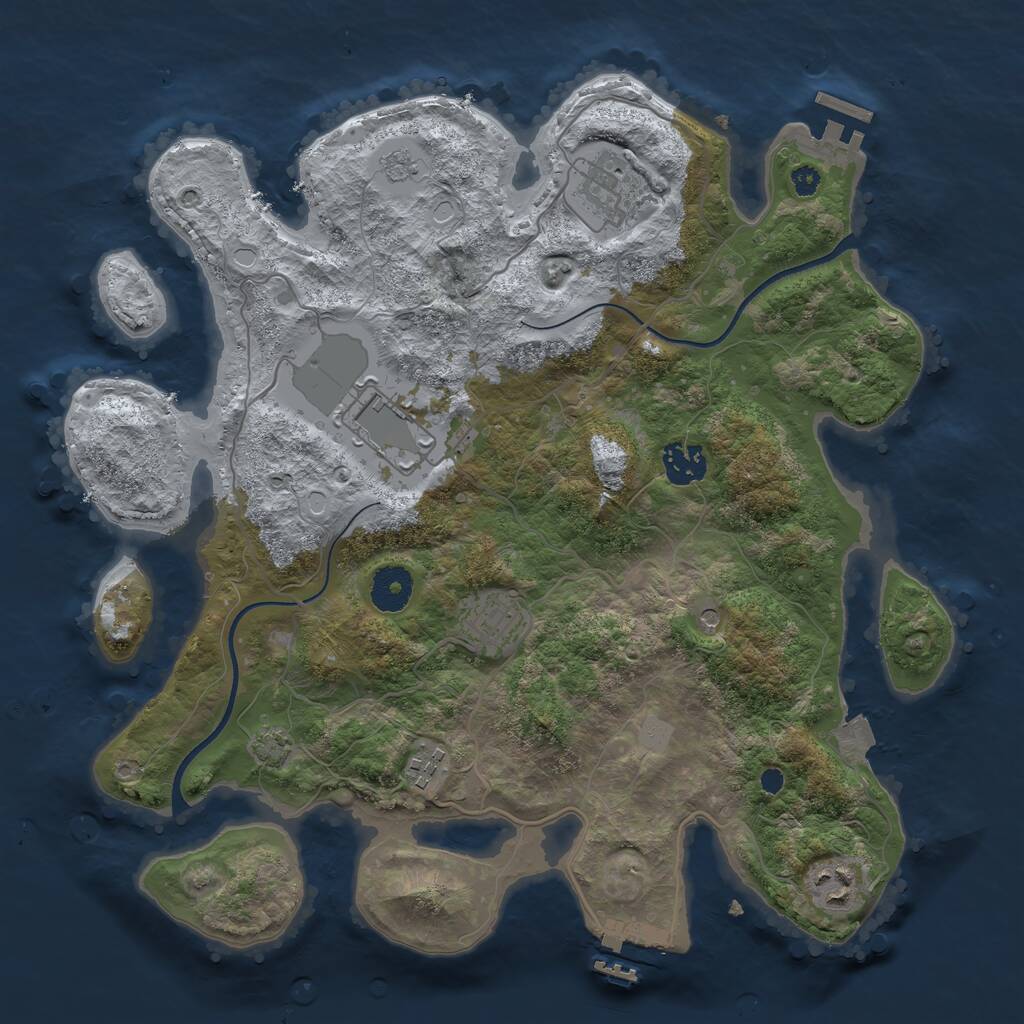 Rust Map: Procedural Map, Size: 3500, Seed: 1931033197, 12 Monuments