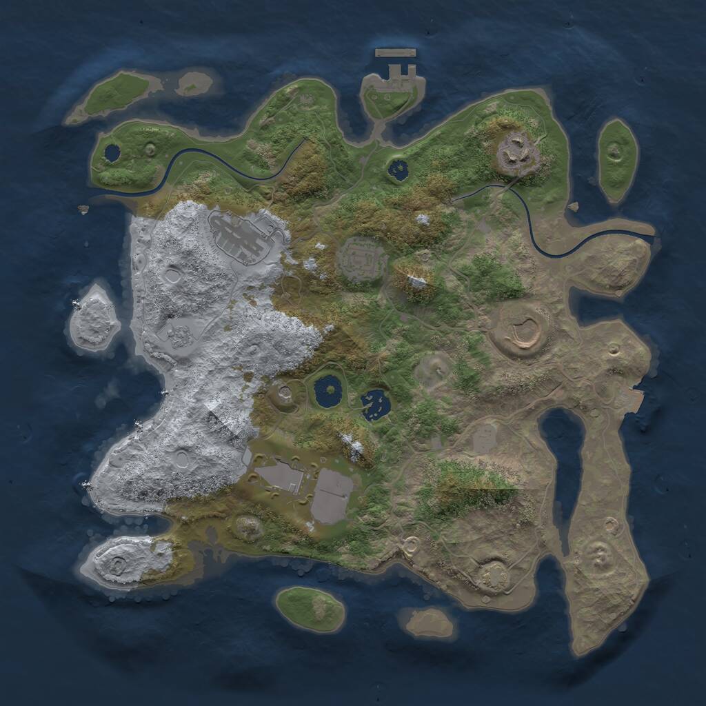 Rust Map: Procedural Map, Size: 3500, Seed: 984651987, 11 Monuments