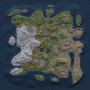 Thumbnail Rust Map: Procedural Map, Size: 3500, Seed: 984651987, 11 Monuments