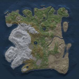 Thumbnail Rust Map: Procedural Map, Size: 3500, Seed: 734478044, 13 Monuments