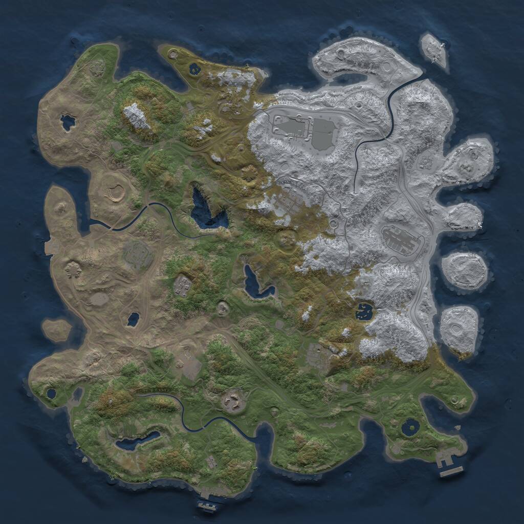 Rust Map: Procedural Map, Size: 4500, Seed: 1172627278, 17 Monuments