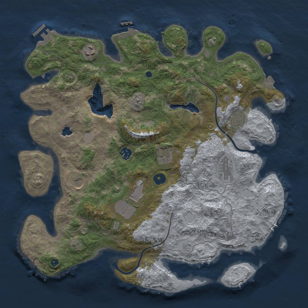 Rust Map: Procedural Map, Size: 4000, Seed: 254452193, 13 Monuments