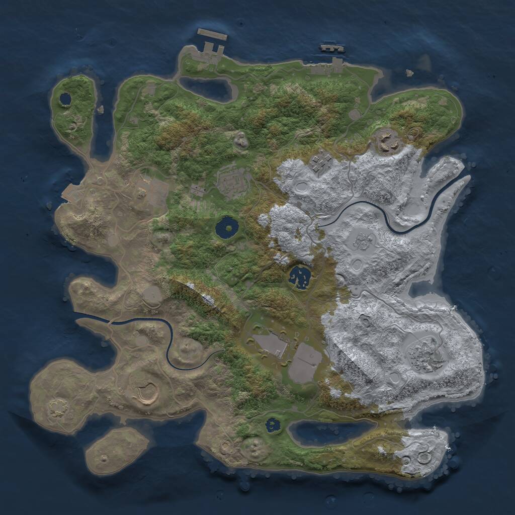 Rust Map: Procedural Map, Size: 3500, Seed: 183379792, 13 Monuments