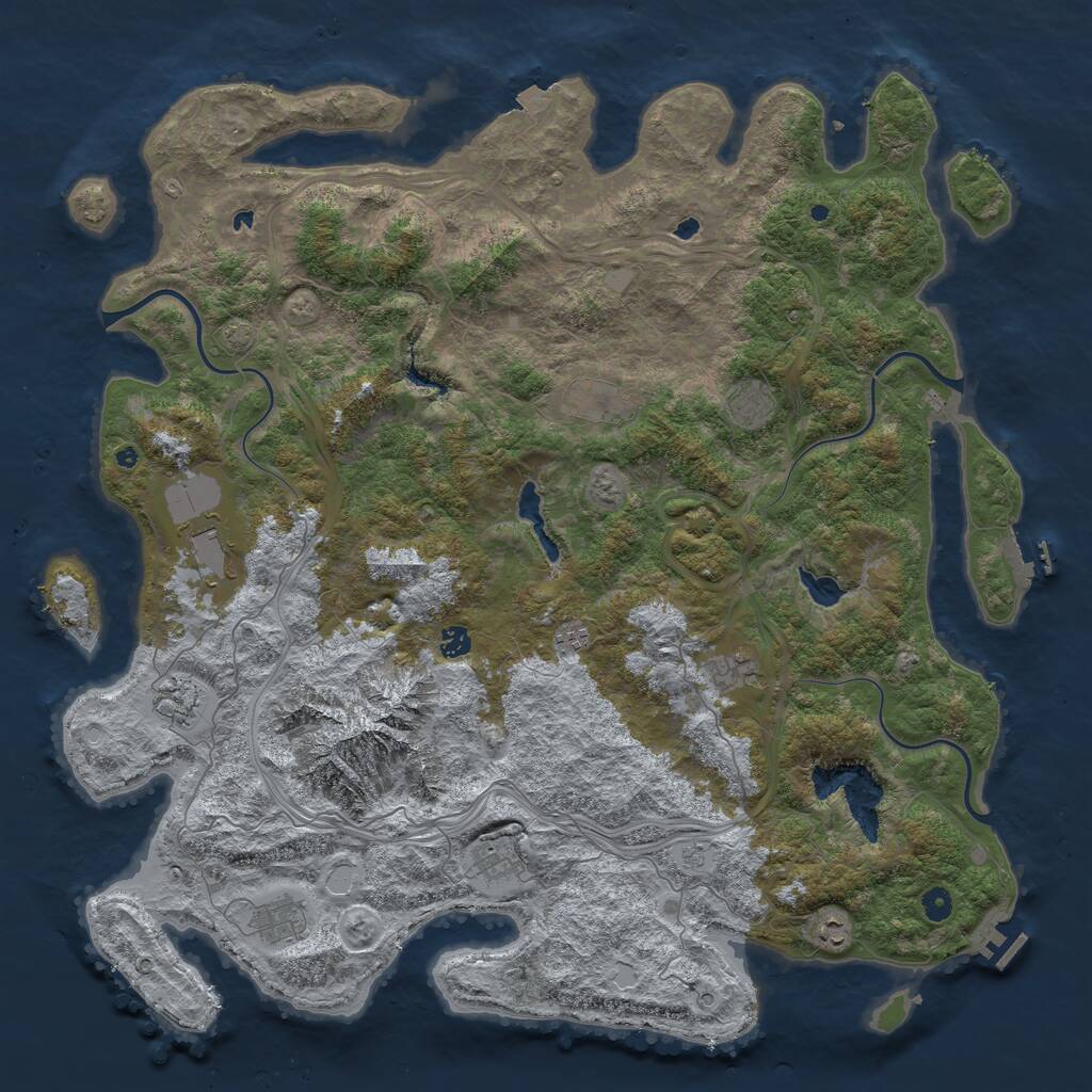 Rust Map: Procedural Map, Size: 5108, Seed: 2147483647, 16 Monuments