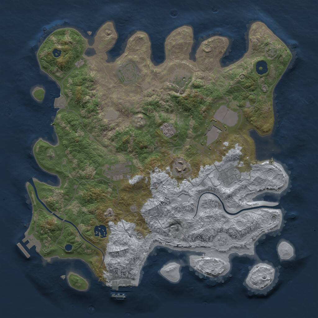 Rust Map: Procedural Map, Size: 3618, Seed: 719266, 14 Monuments