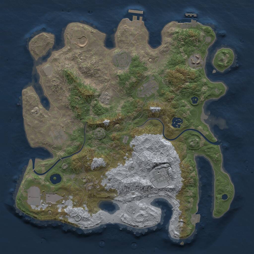 Rust Map: Procedural Map, Size: 3500, Seed: 637776539, 16 Monuments