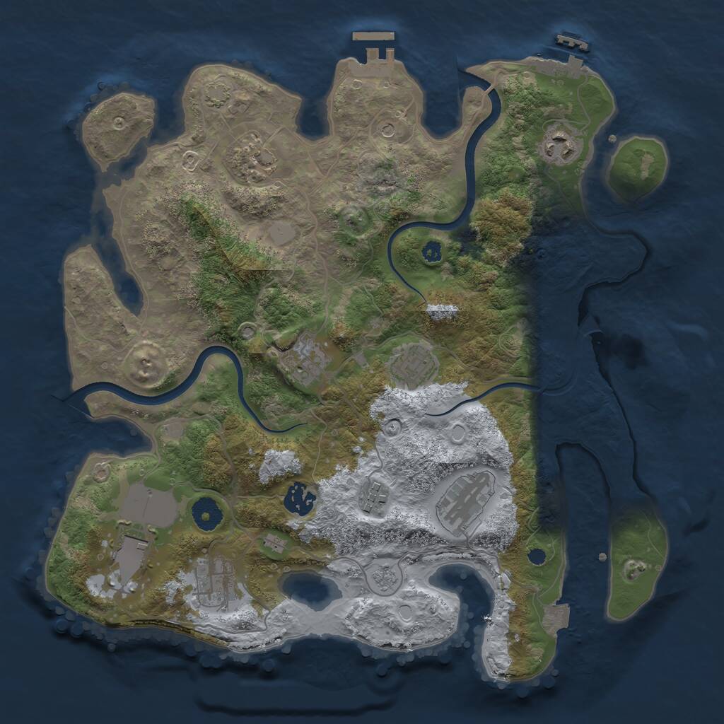Rust Map: Procedural Map, Size: 3500, Seed: 637776539, 15 Monuments