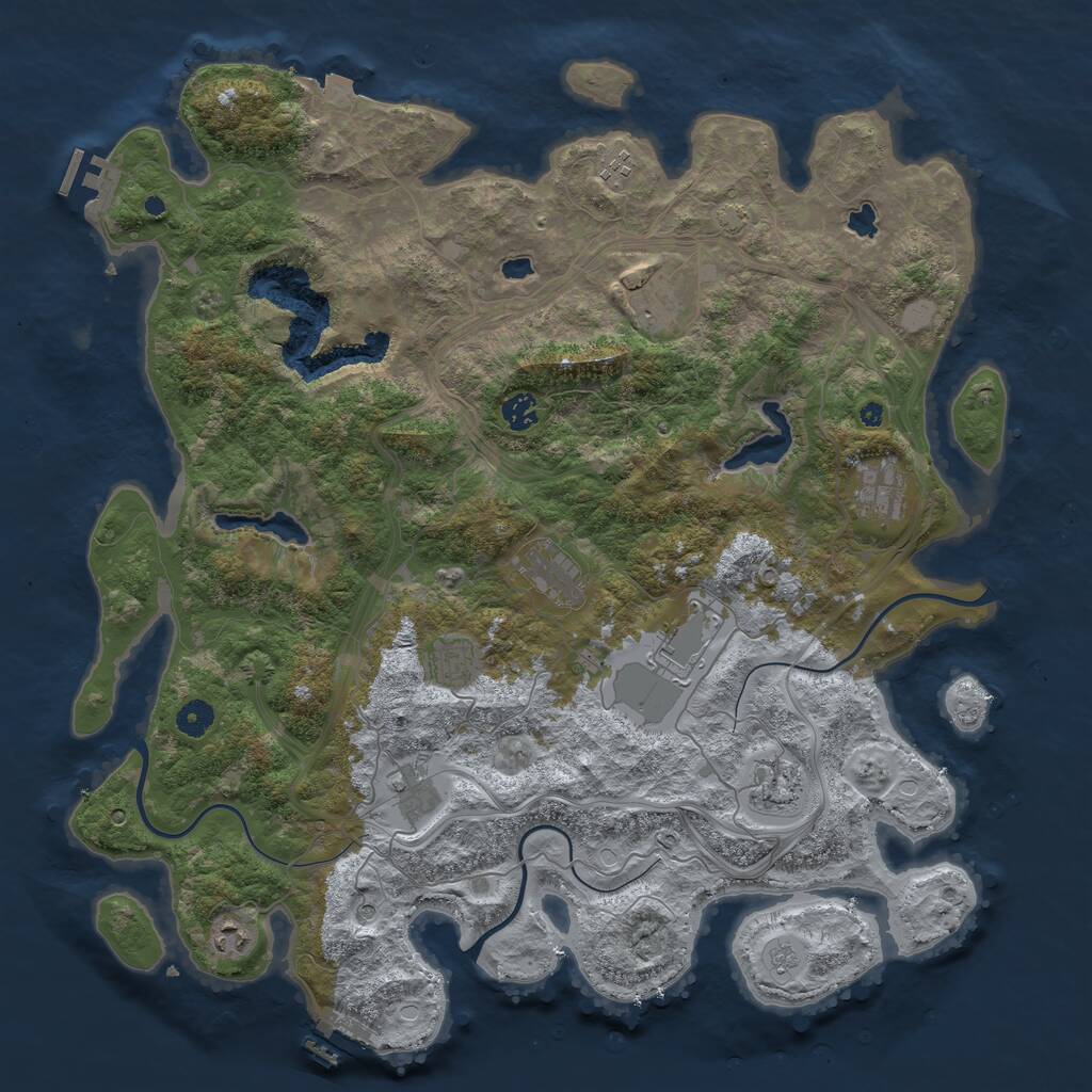 Rust Map: Procedural Map, Size: 4500, Seed: 953815487, 16 Monuments