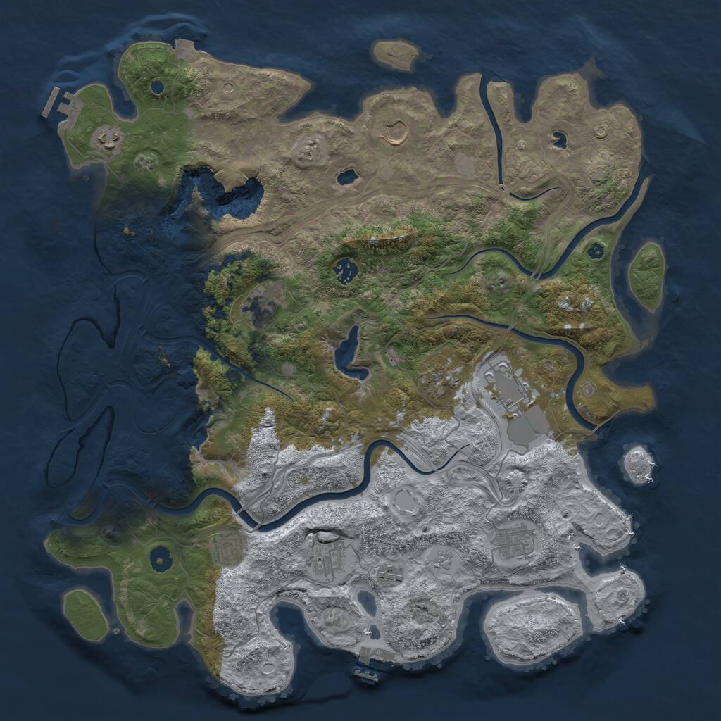 Rust Map: Procedural Map, Size: 4500, Seed: 953815487, 16 Monuments