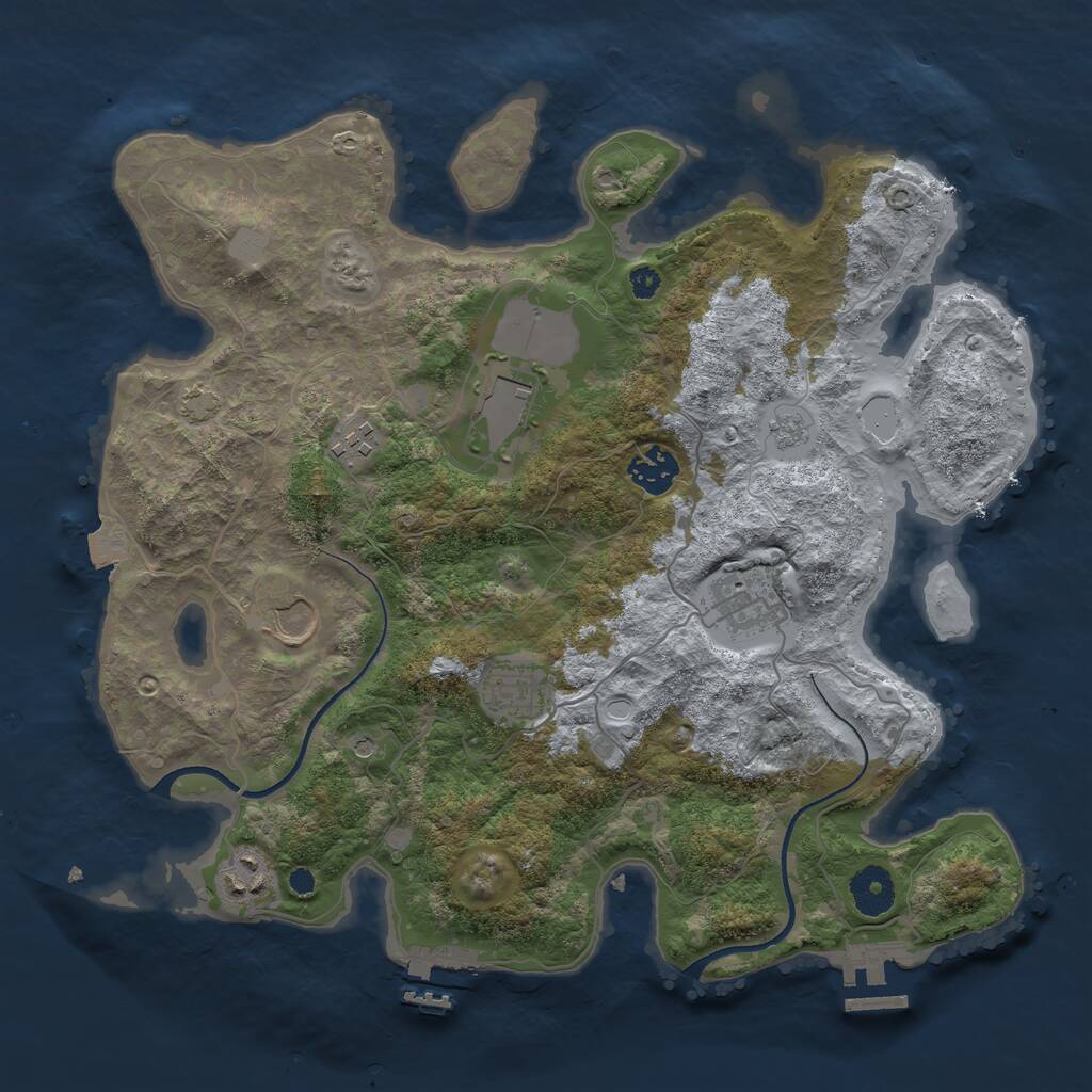 Rust Map: Procedural Map, Size: 3500, Seed: 662065995, 13 Monuments