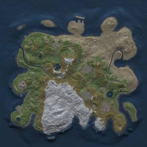 Thumbnail Rust Map: Procedural Map, Size: 3300, Seed: 123290155, 11 Monuments