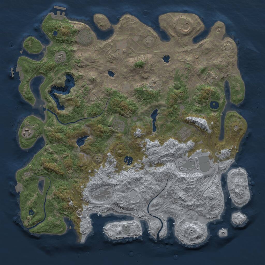 Rust Map: Procedural Map, Size: 4500, Seed: 1999215907, 17 Monuments