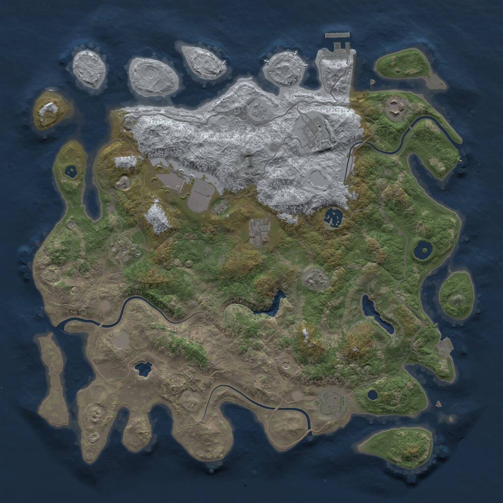 Rust Map: Procedural Map, Size: 4096, Seed: 714569122, 12 Monuments