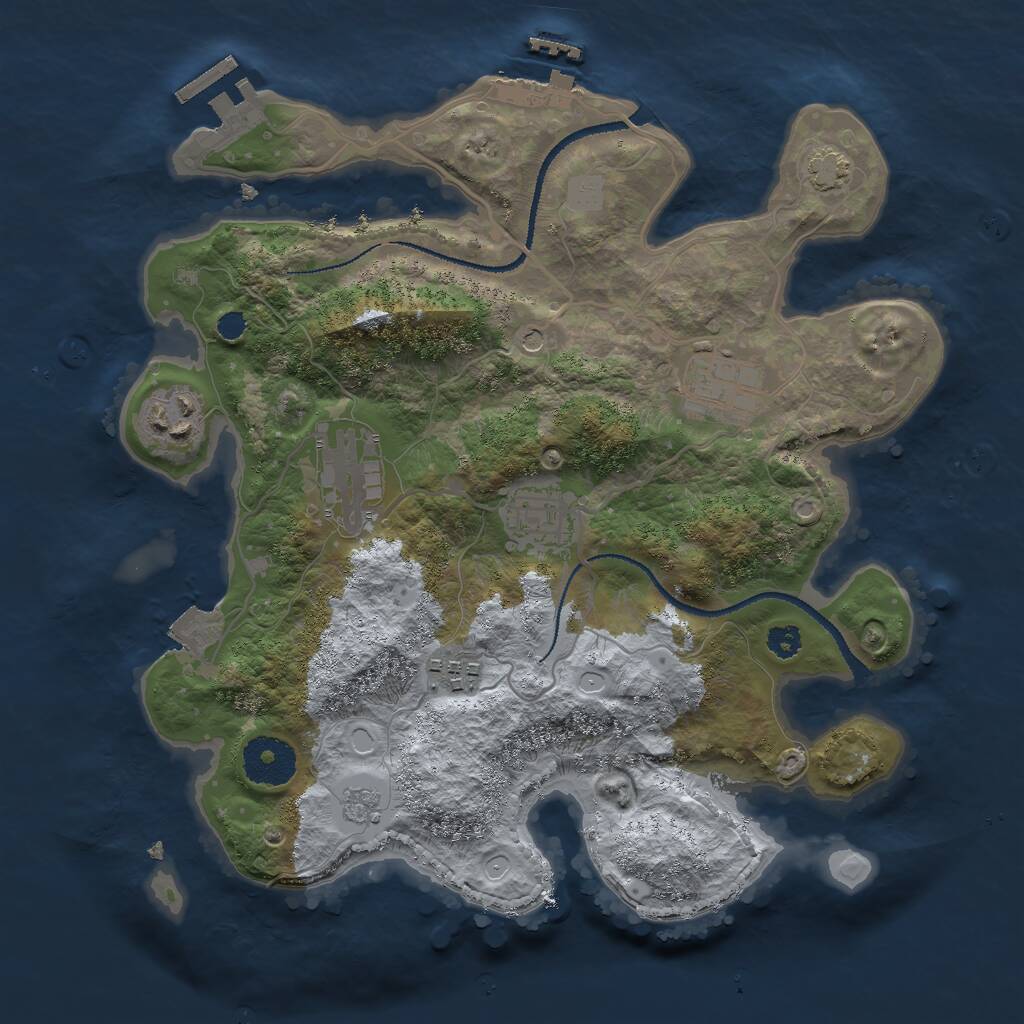 Rust Map: Procedural Map, Size: 3000, Seed: 1688970611, 11 Monuments