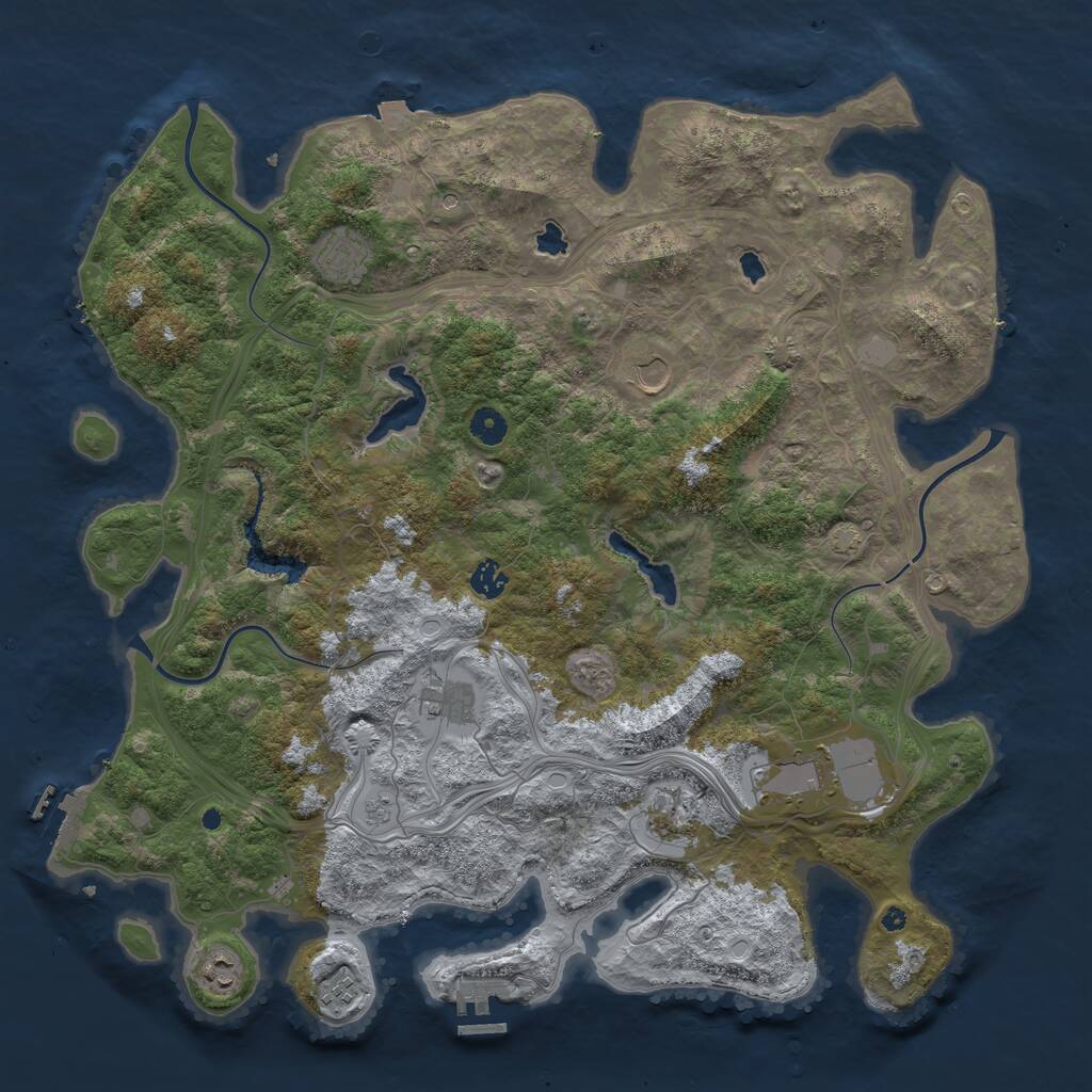 Rust Map: Procedural Map, Size: 4500, Seed: 53246, 14 Monuments