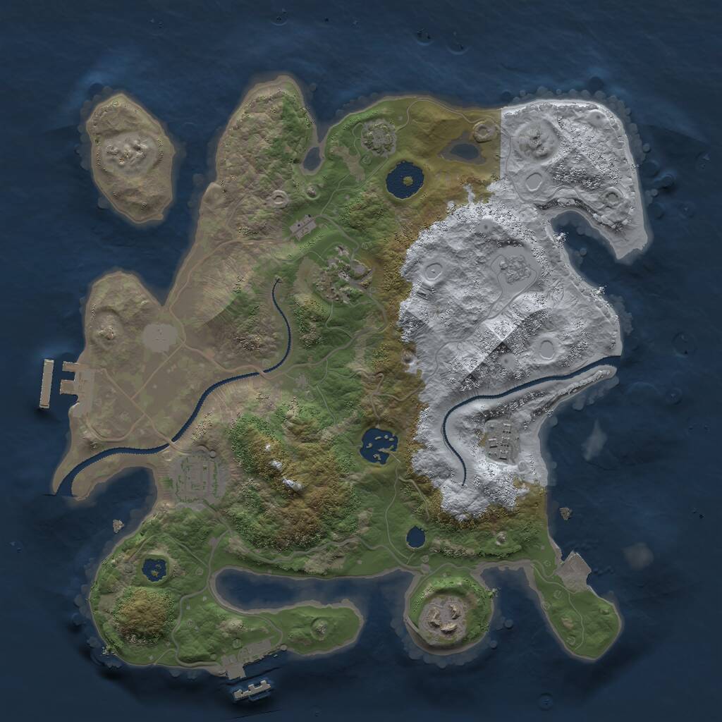 Rust Map: Procedural Map, Size: 3000, Seed: 6164589, 10 Monuments