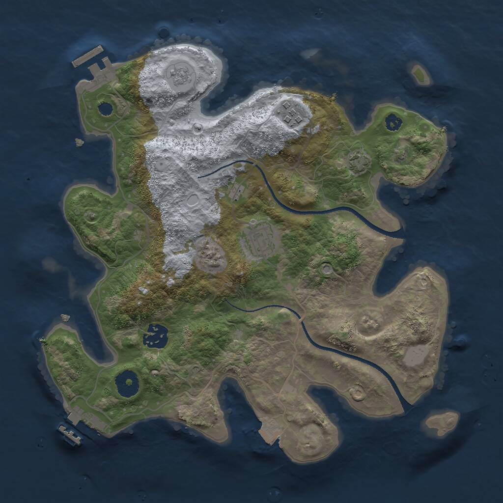 Rust Map: Procedural Map, Size: 3000, Seed: 372781, 8 Monuments