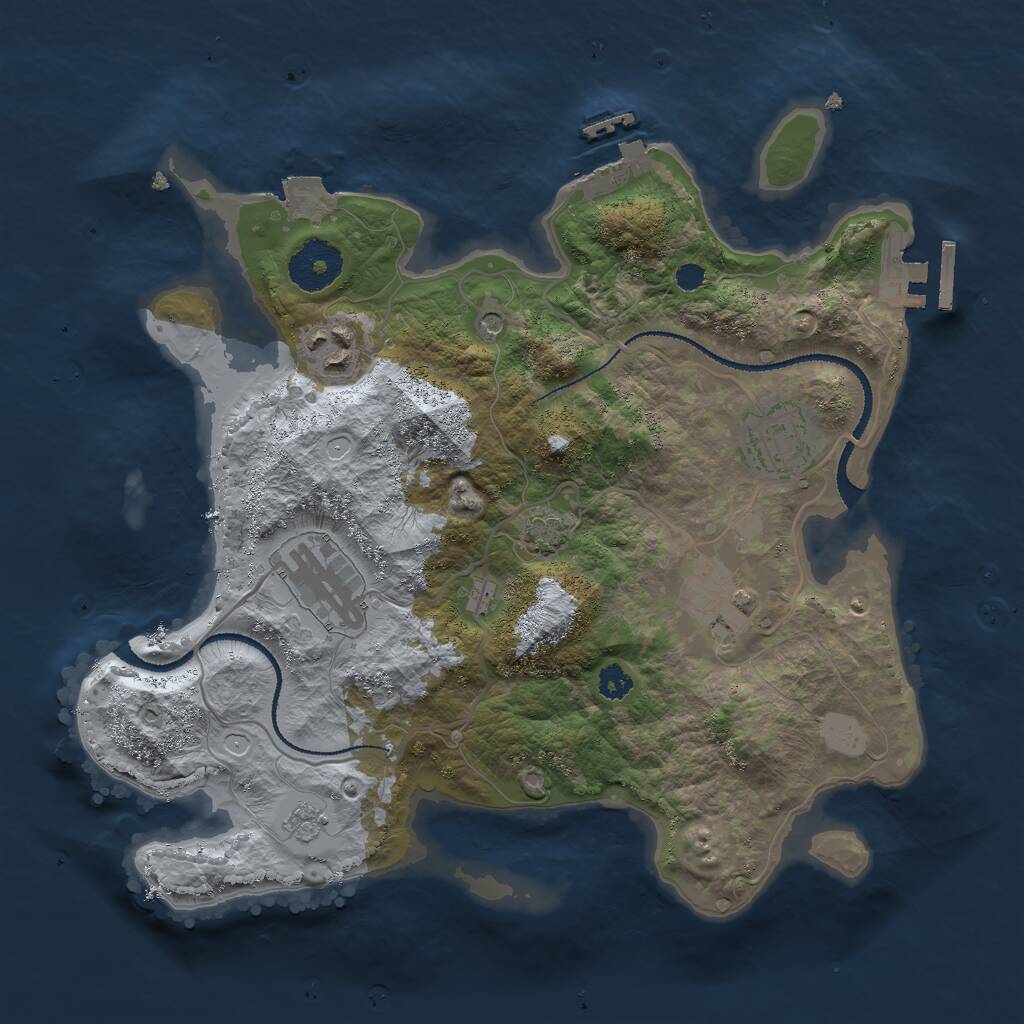 Rust Map: Procedural Map, Size: 3000, Seed: 15566, 10 Monuments
