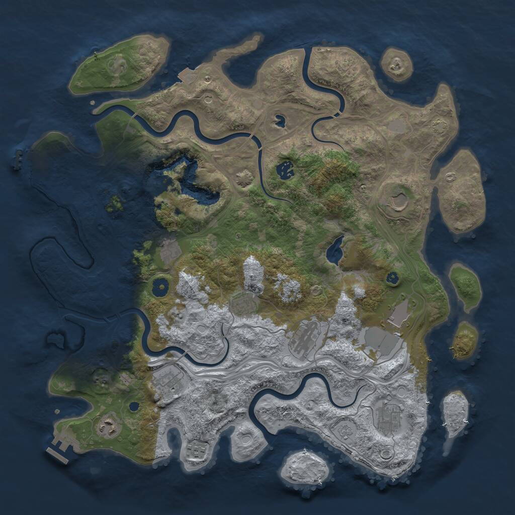 Rust Map: Procedural Map, Size: 4250, Seed: 870214380, 16 Monuments