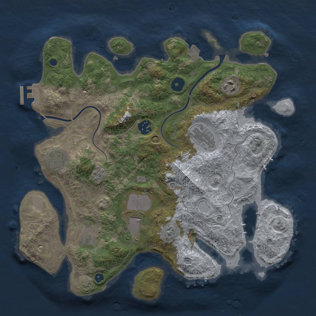 Rust Map: Procedural Map, Size: 3500, Seed: 83620946, 12 Monuments