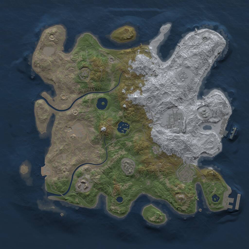 Rust Map: Procedural Map, Size: 3200, Seed: 2099170582, 11 Monuments