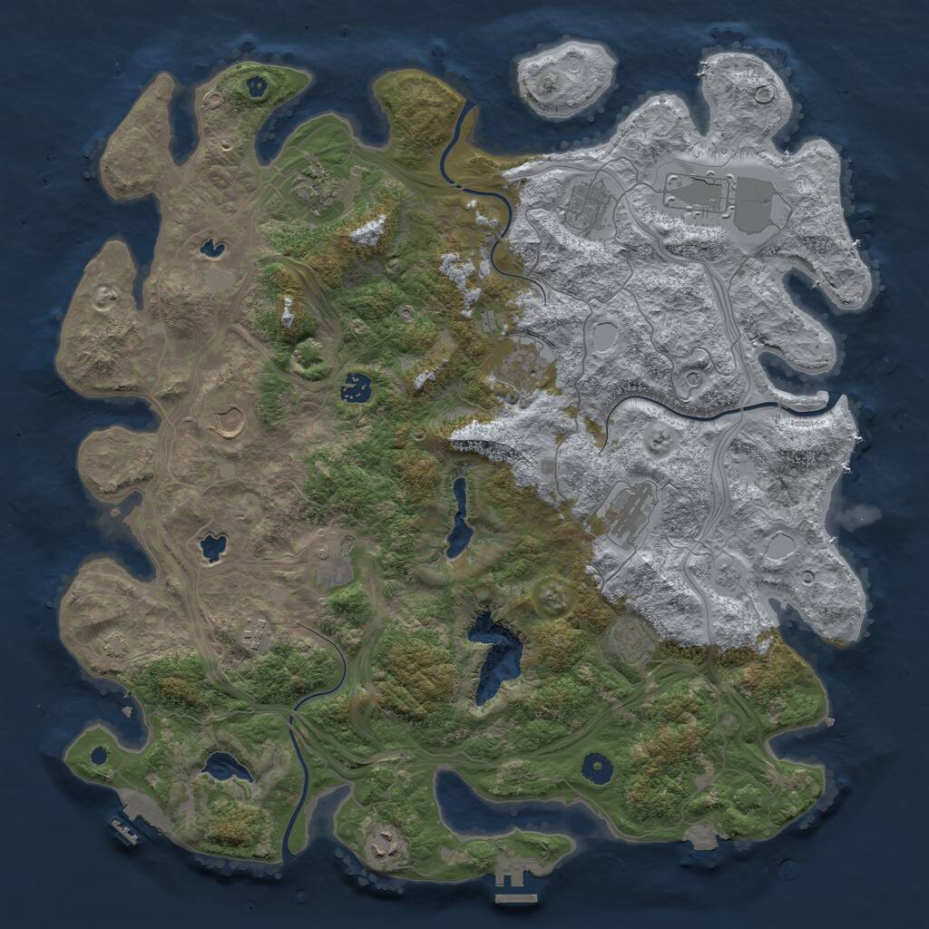 Rust Map: Procedural Map, Size: 4500, Seed: 716393007, 17 Monuments