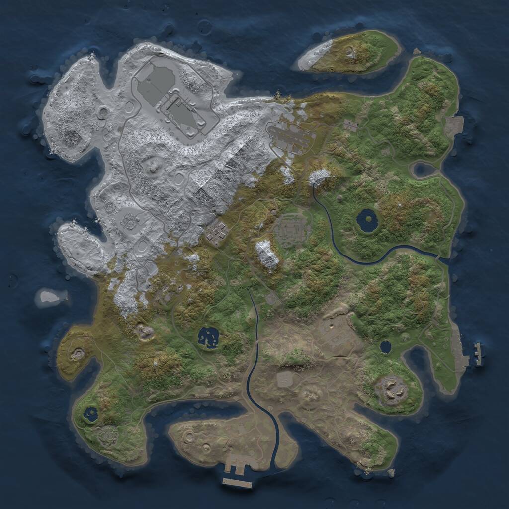 Rust Map: Procedural Map, Size: 3500, Seed: 1561545994, 13 Monuments