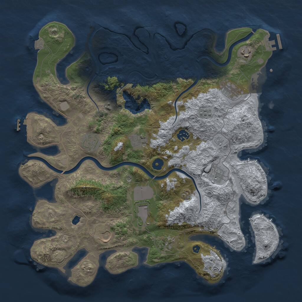 Rust Map: Procedural Map, Size: 4000, Seed: 2002699066, 16 Monuments