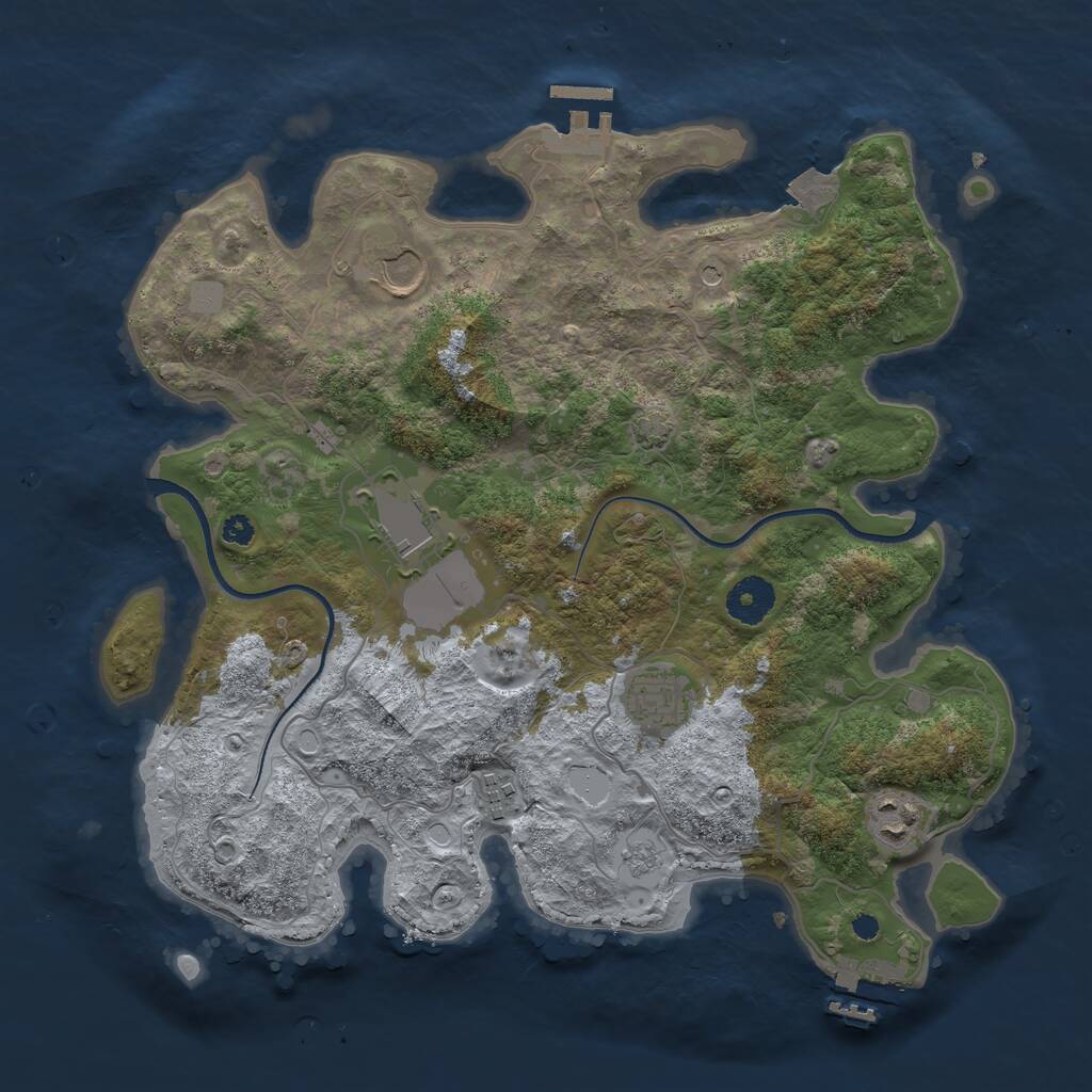 Rust Map: Procedural Map, Size: 3500, Seed: 117268112, 11 Monuments