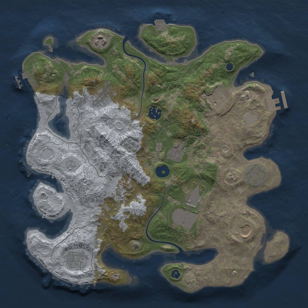 Rust Map: Procedural Map, Size: 3500, Seed: 642998765, 17 Monuments