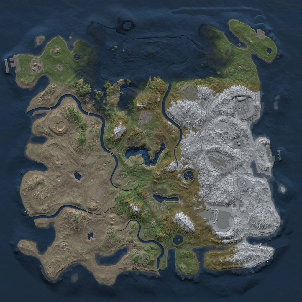 Rust Map: Procedural Map, Size: 4500, Seed: 74304234, 17 Monuments