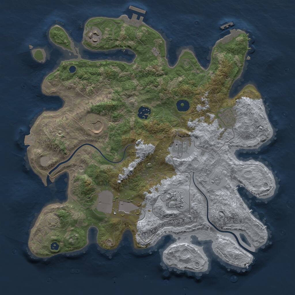 Rust Map: Procedural Map, Size: 3500, Seed: 1742937976, 13 Monuments