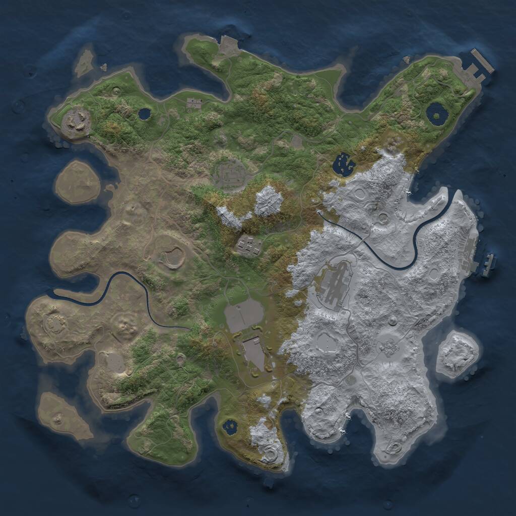 Rust Map: Procedural Map, Size: 3500, Seed: 1917686848, 13 Monuments