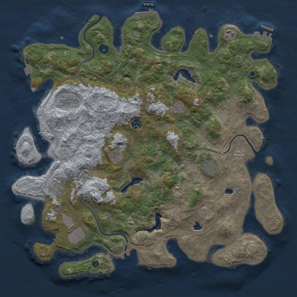 Rust Map: Procedural Map, Size: 4500, Seed: 17488854, 16 Monuments