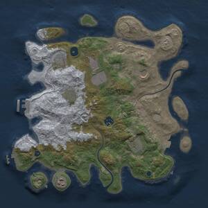 Thumbnail Rust Map: Procedural Map, Size: 3500, Seed: 21414, 13 Monuments