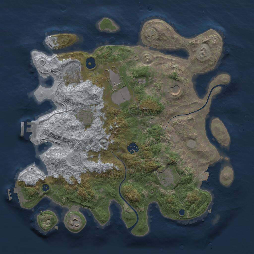 Rust Map: Procedural Map, Size: 3500, Seed: 21414, 13 Monuments