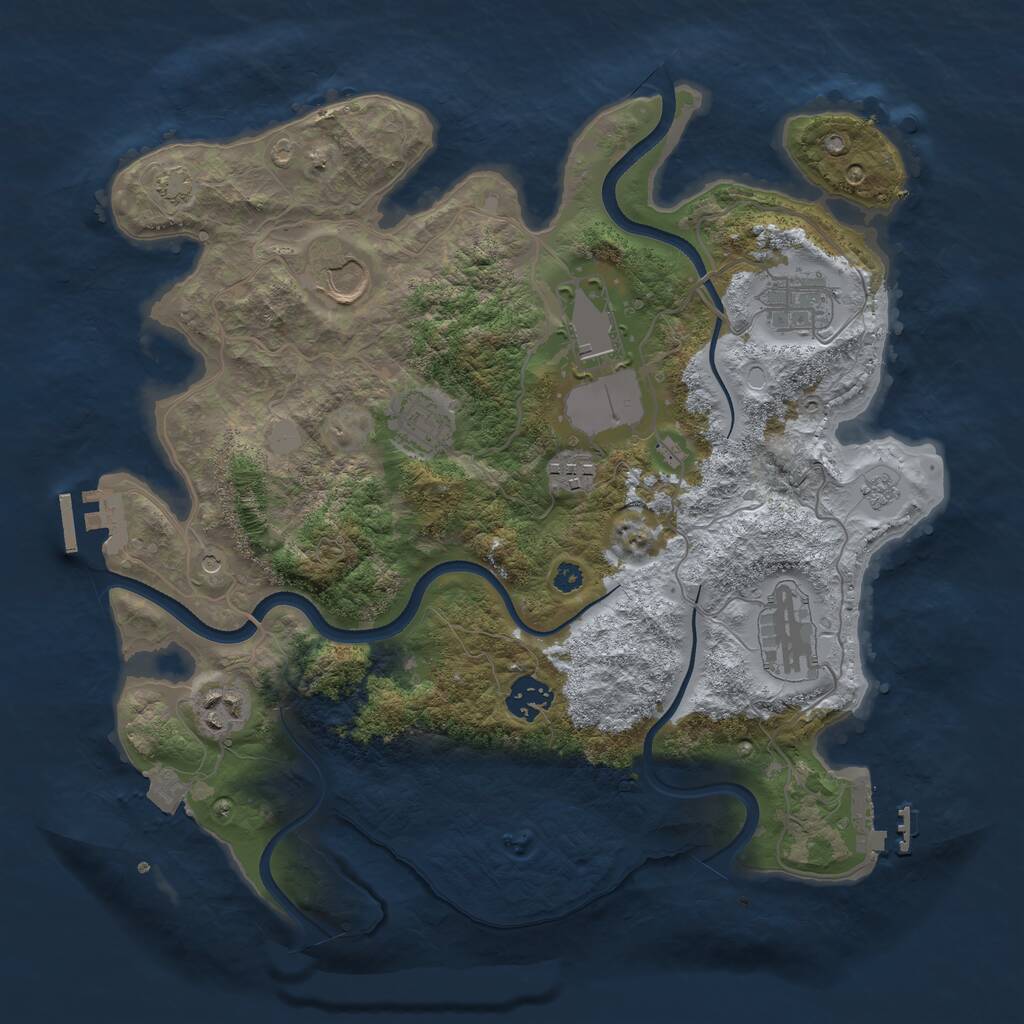 Rust Map: Procedural Map, Size: 3500, Seed: 1287593637, 14 Monuments