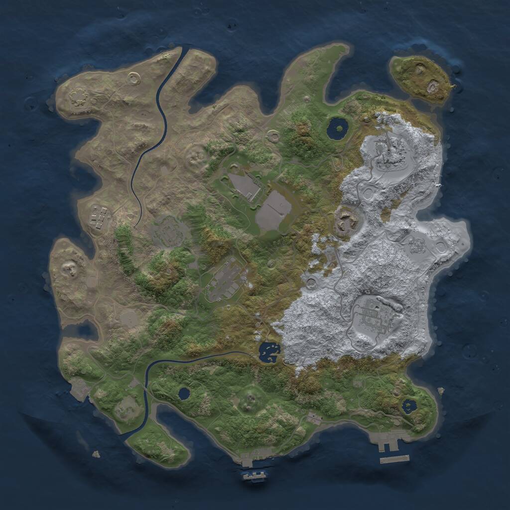 Rust Map: Procedural Map, Size: 3500, Seed: 1287593637, 14 Monuments