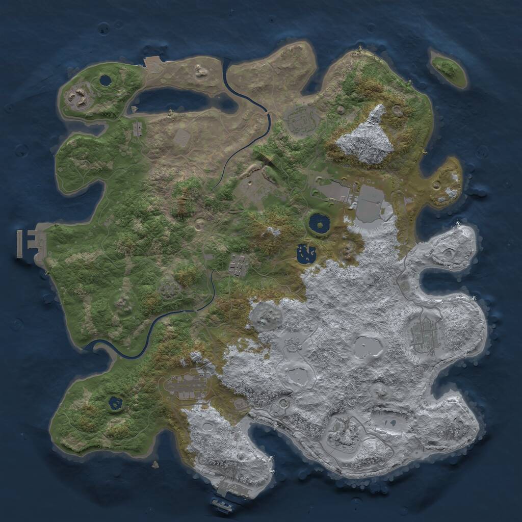 Rust Map: Procedural Map, Size: 3800, Seed: 358055072, 15 Monuments