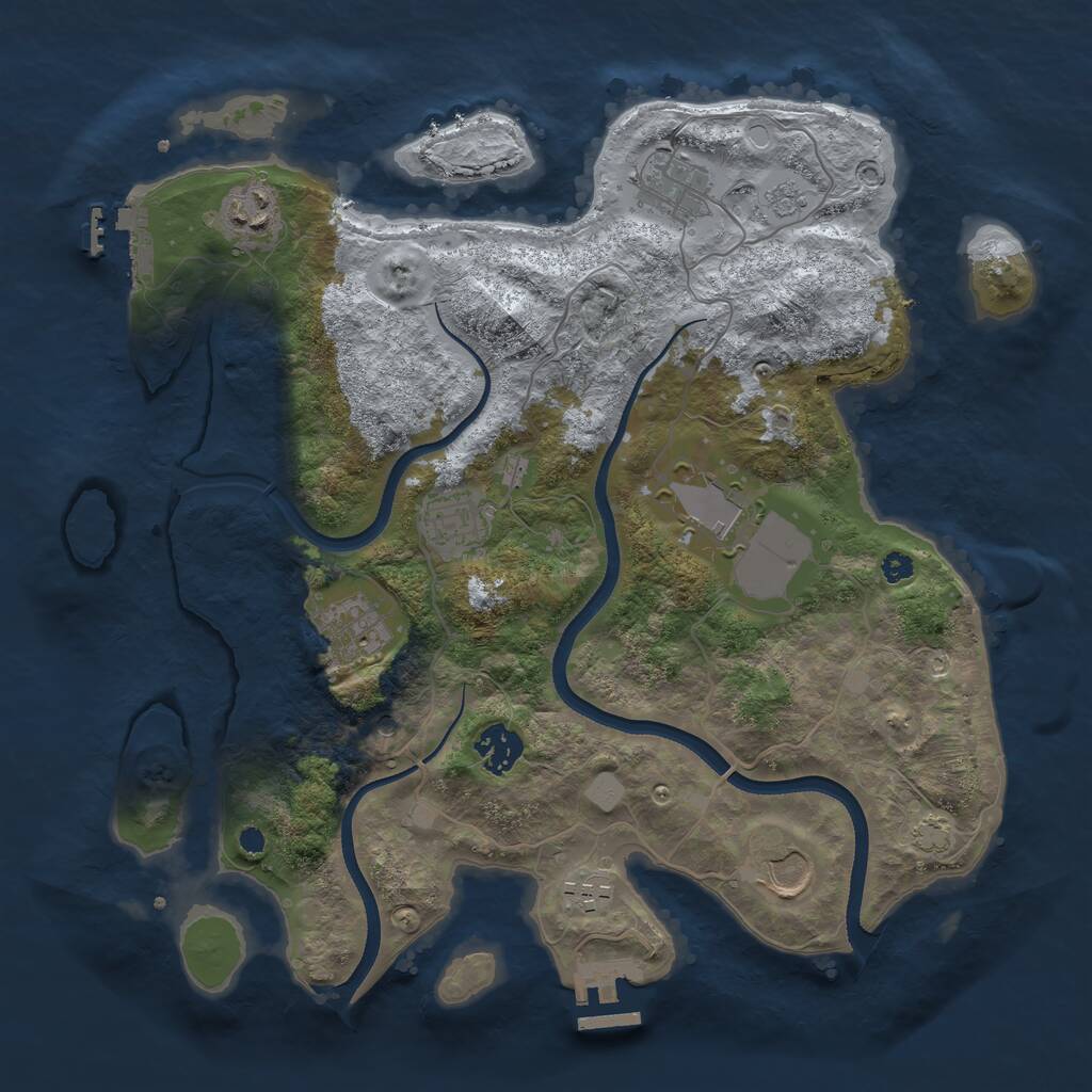 Rust Map: Procedural Map, Size: 3500, Seed: 91234652, 14 Monuments
