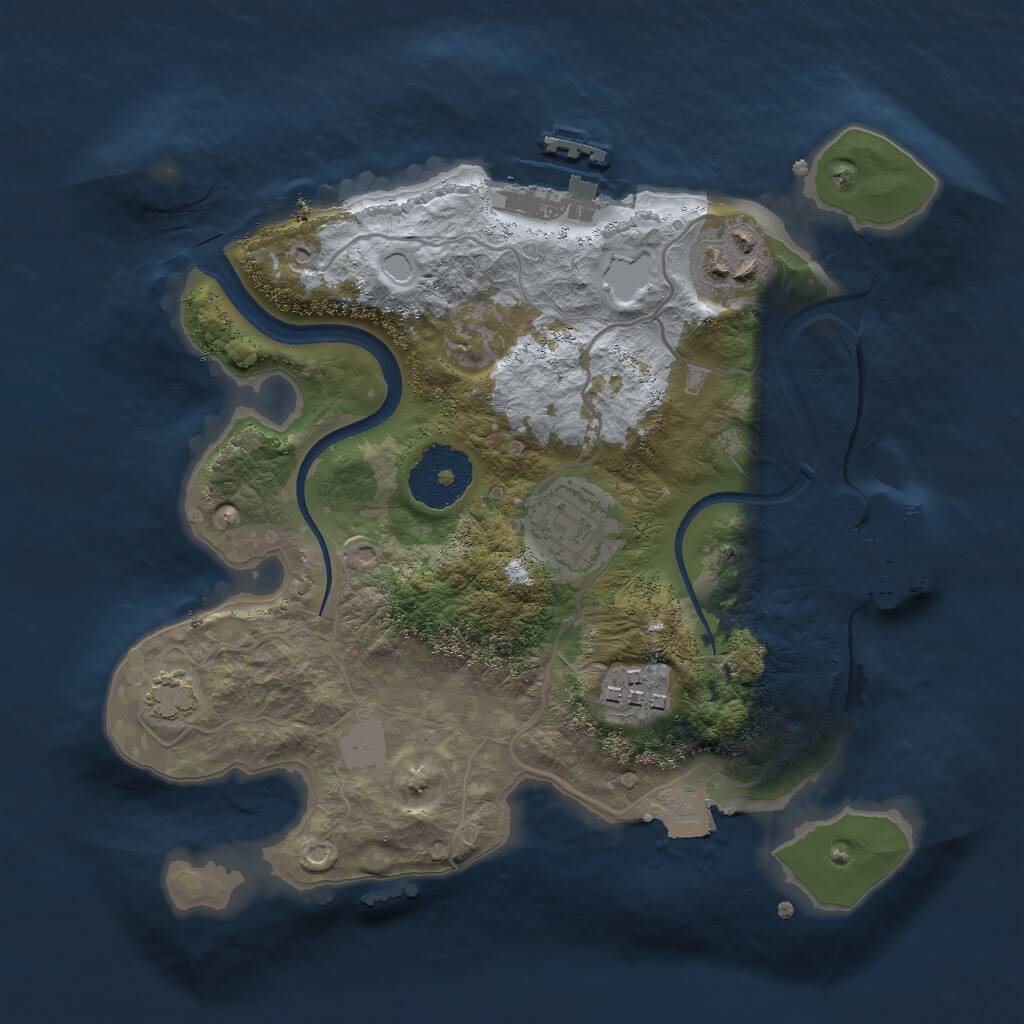 Rust Map: Procedural Map, Size: 2500, Seed: 869735027, 7 Monuments