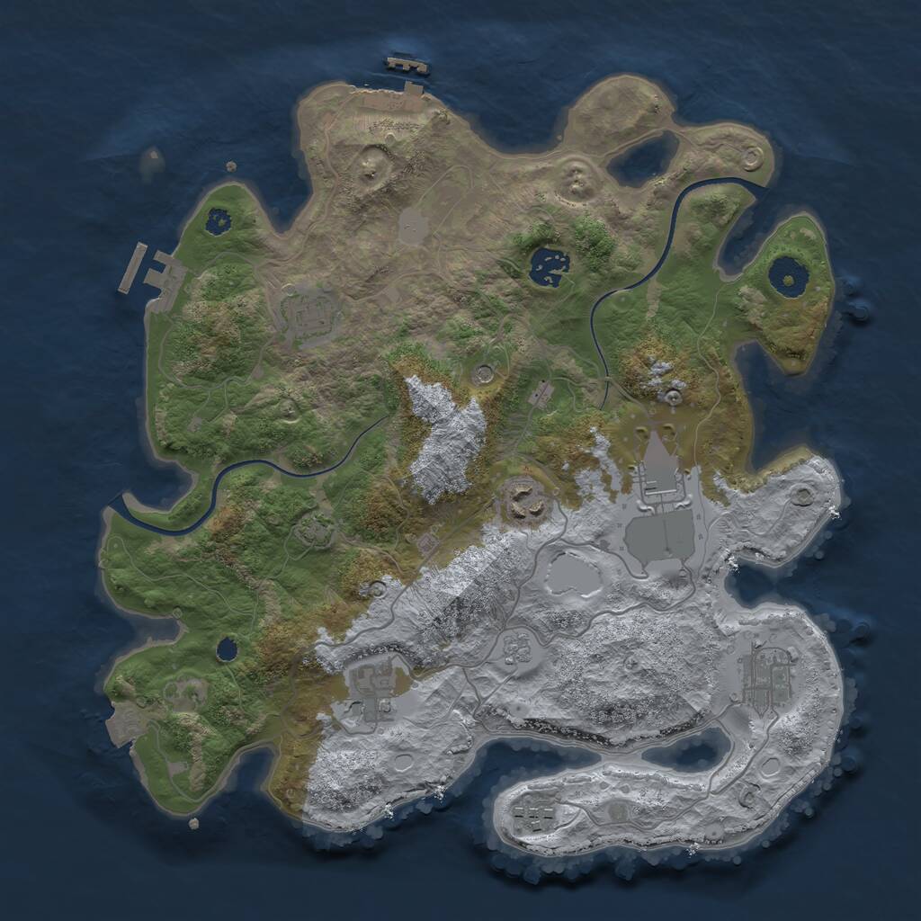 Rust Map: Procedural Map, Size: 3500, Seed: 958773, 13 Monuments