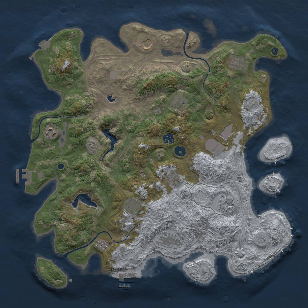 Rust Map: Procedural Map, Size: 4250, Seed: 1936133459, 17 Monuments
