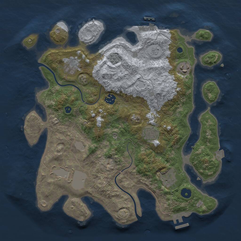 Rust Map: Procedural Map, Size: 3500, Seed: 1171585635, 13 Monuments
