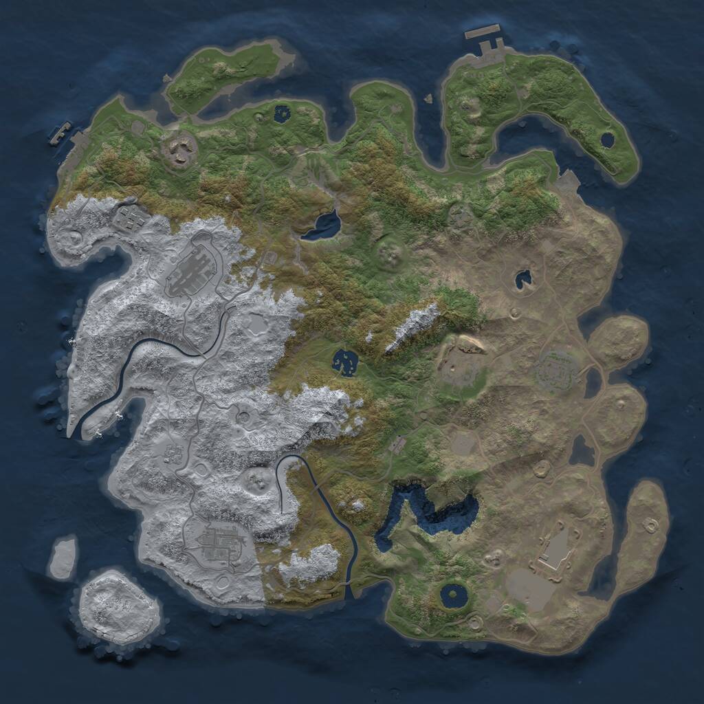 Rust Map: Procedural Map, Size: 4000, Seed: 423523, 14 Monuments