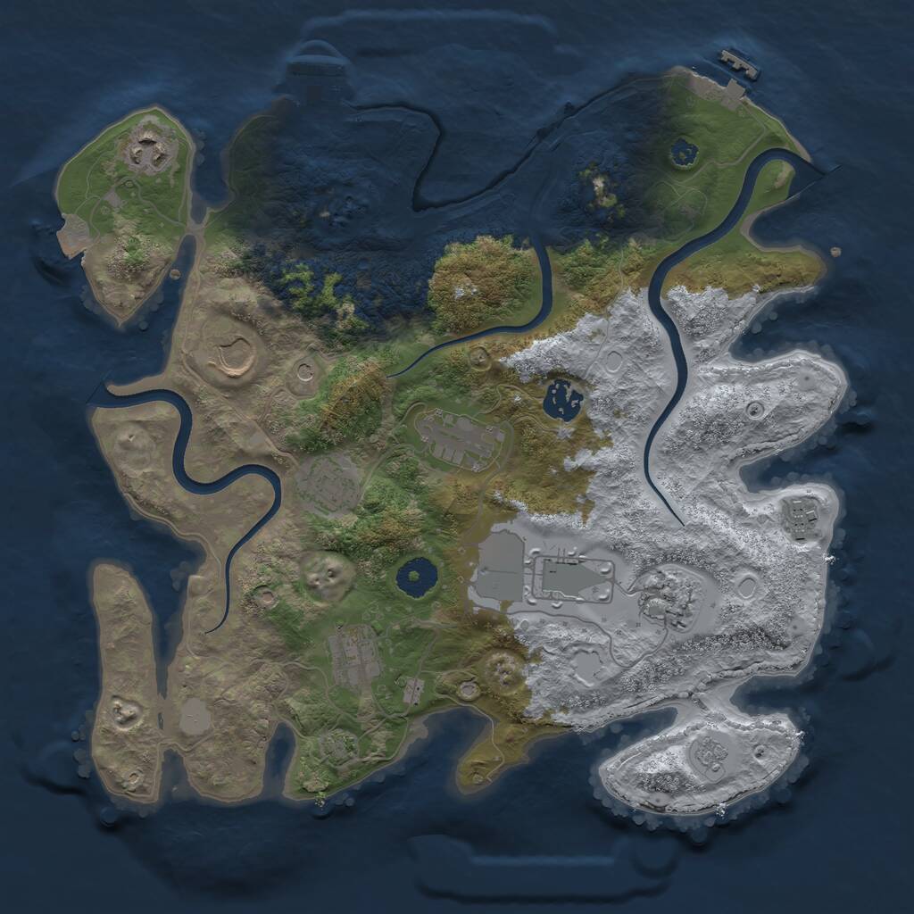 Rust Map: Procedural Map, Size: 3500, Seed: 1811816709, 15 Monuments