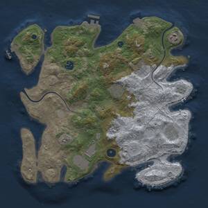 Thumbnail Rust Map: Procedural Map, Size: 3500, Seed: 1811816709, 14 Monuments